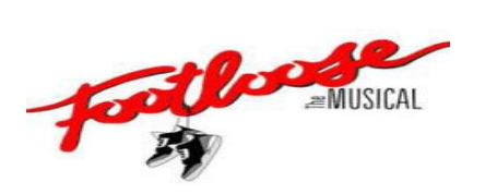The word footloose plus a pair of sneakers on it